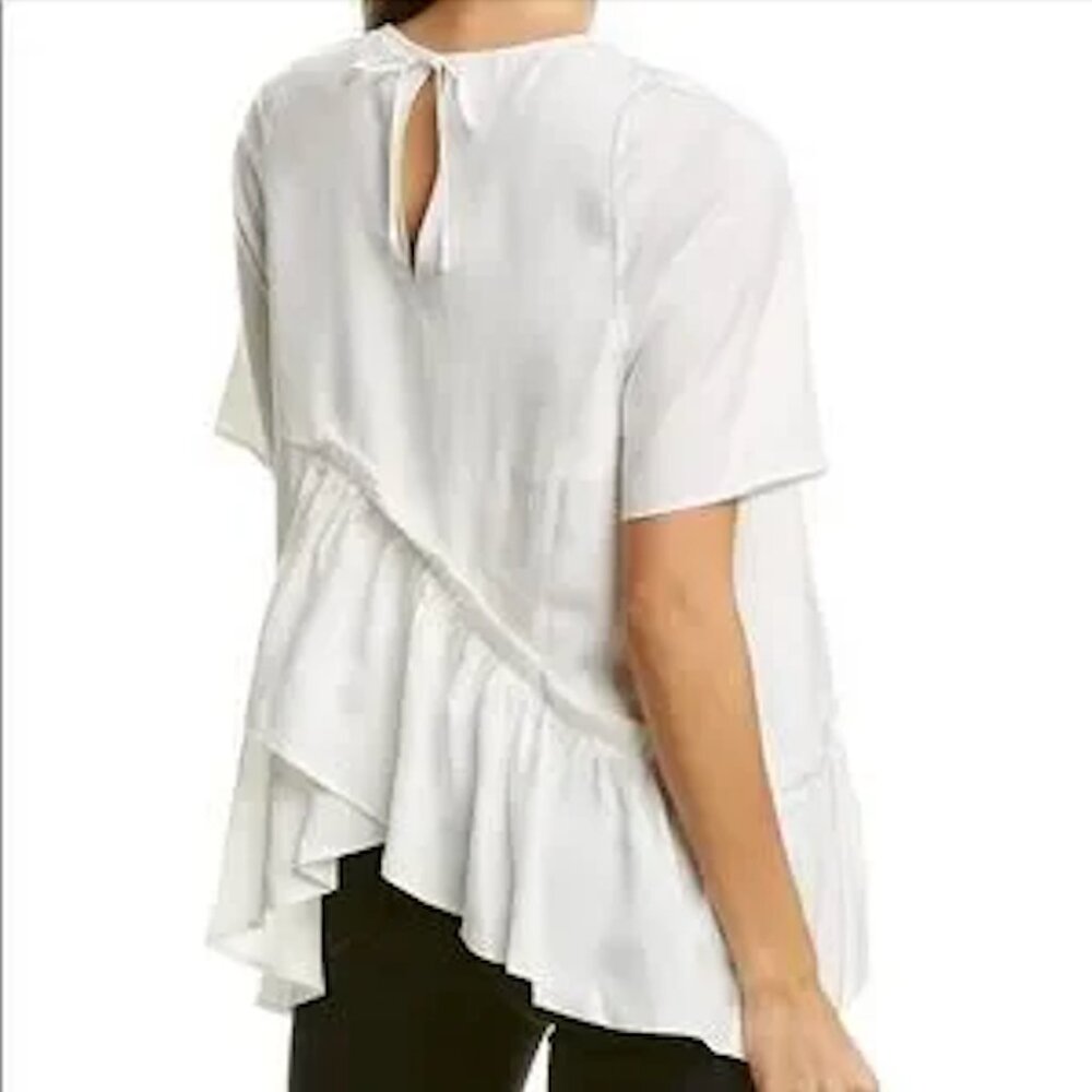 CROSBY by Mollie Burch Cream Ruffle Hem Blouse (NWT)